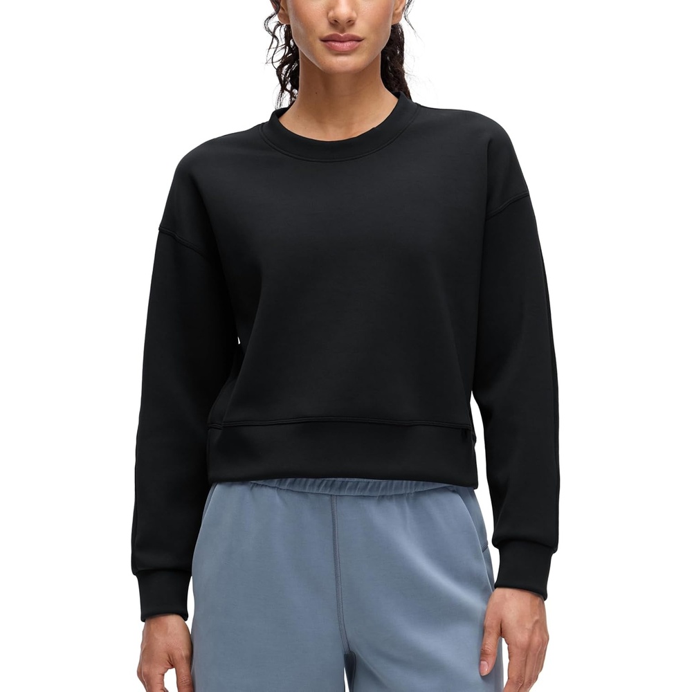 image:imageCRZ YOGA SoftAura Pullover Sweatshirt for Women Crewneck Workout Casual Basic Fall Sweat ShirtsBlack