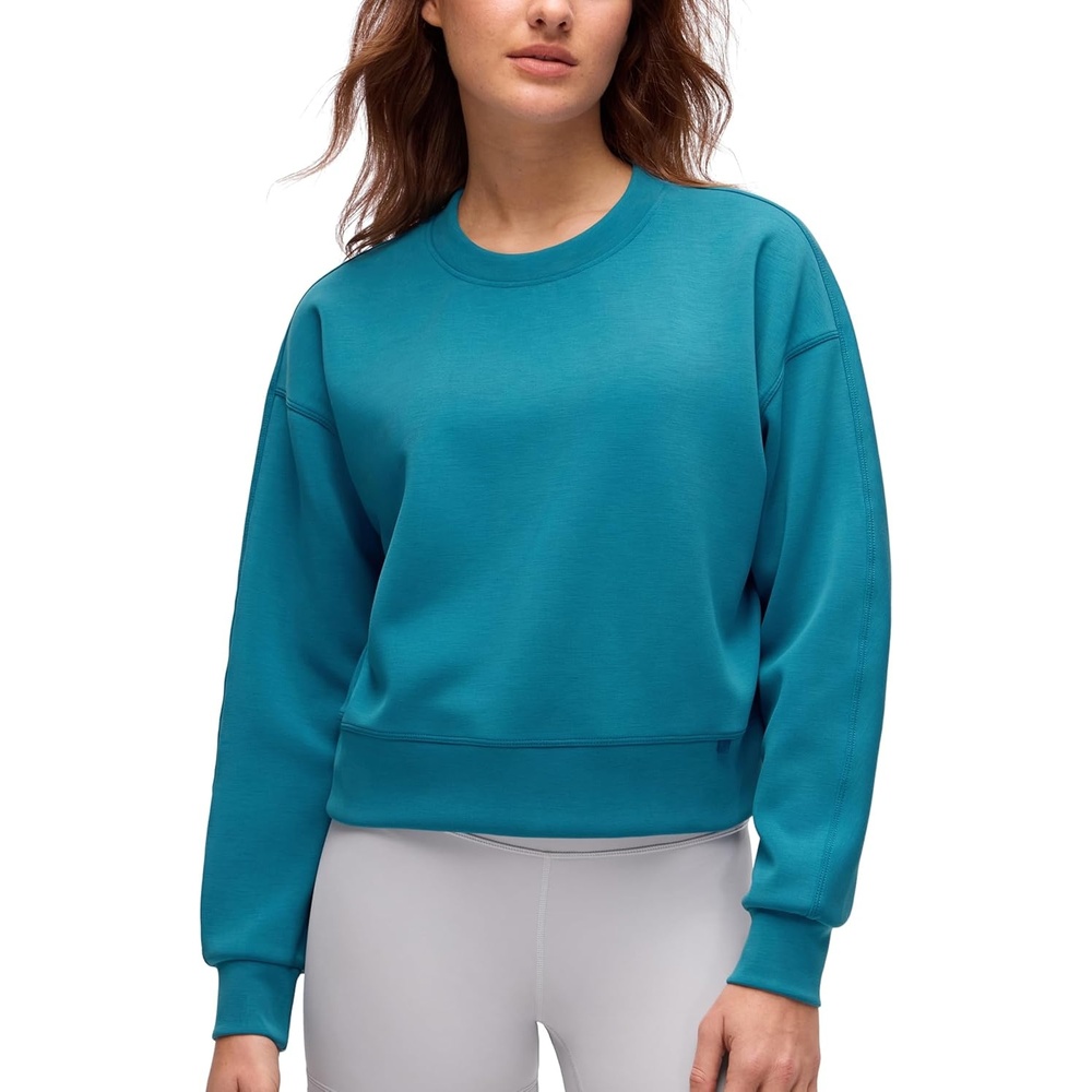 image:imageCRZ YOGA SoftAura Pullover Sweatshirt for Women Crewneck Workout Casual Basic Fall Sweat ShirtsHawaiian Blue
