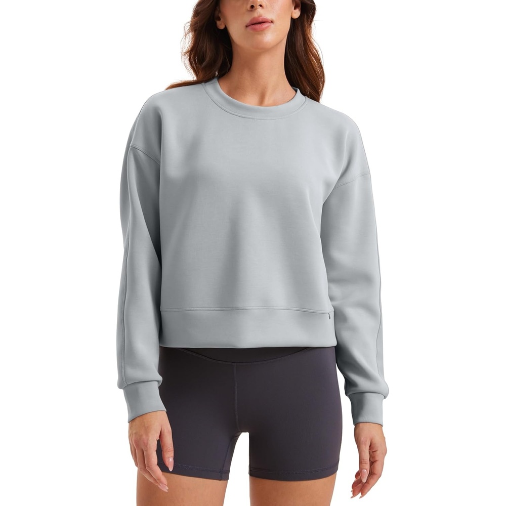 image:imageCRZ YOGA SoftAura Pullover Sweatshirt for Women Crewneck Workout Casual Basic Fall Sweat ShirtsRhino Grey