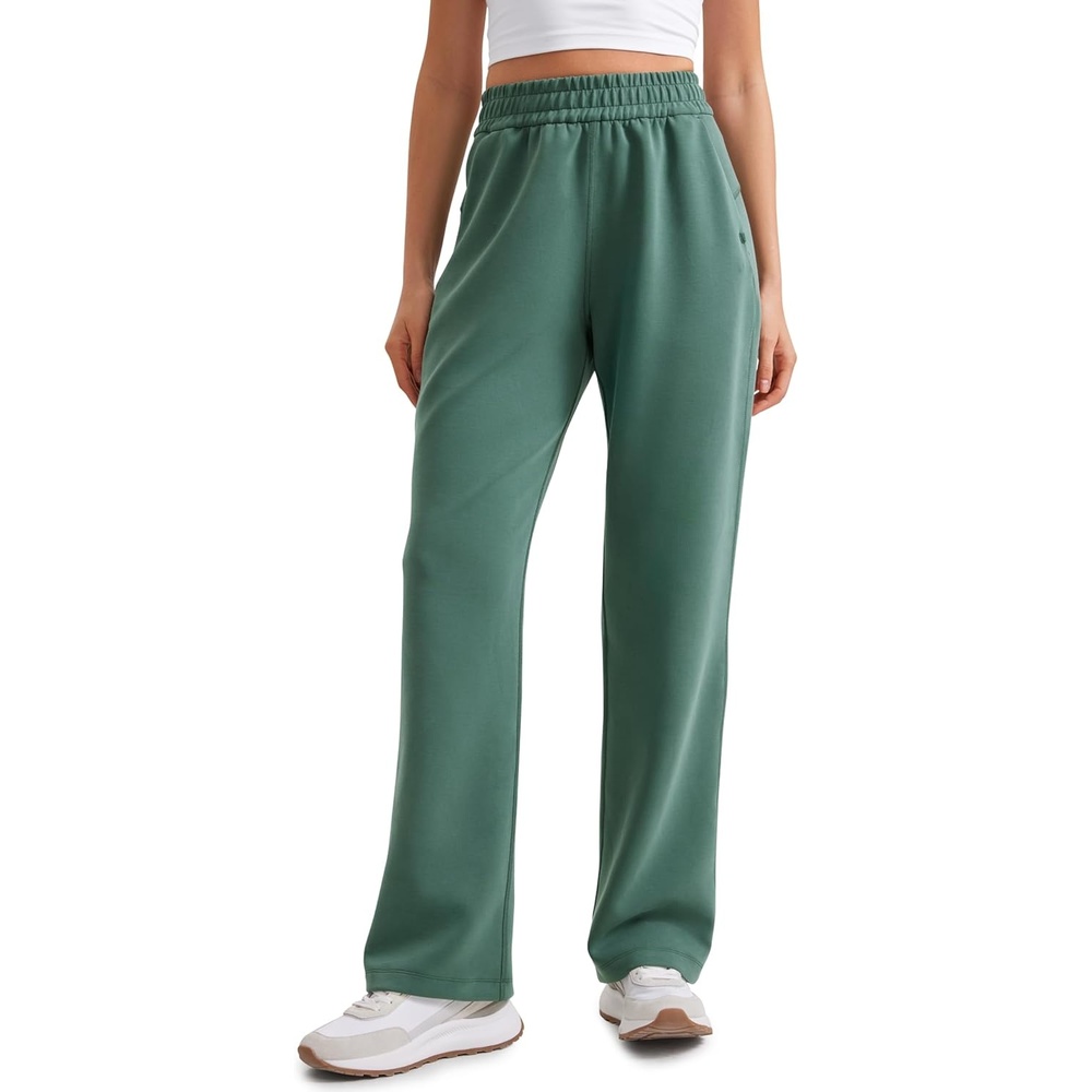 image:imageCRZ YOGA SoftAura Straight Leg Casual Sweatpants Women 283032 Modal Lounge Travel Pants with PocketsDark Forest Green