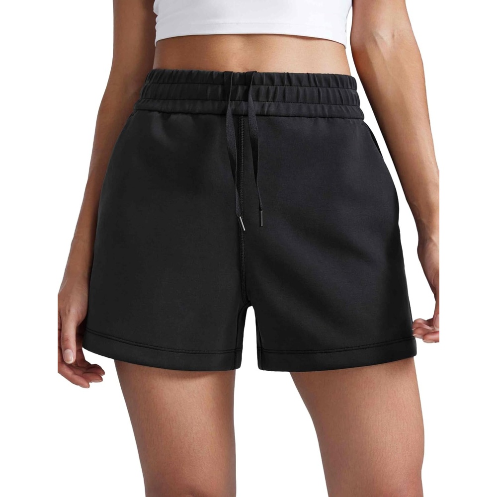 image:imageCRZ YOGA SoftAura Sweat Shorts for Women 4 High Waisted Modal for Casual Lounge Athletic with Pockets DrawstringBlack