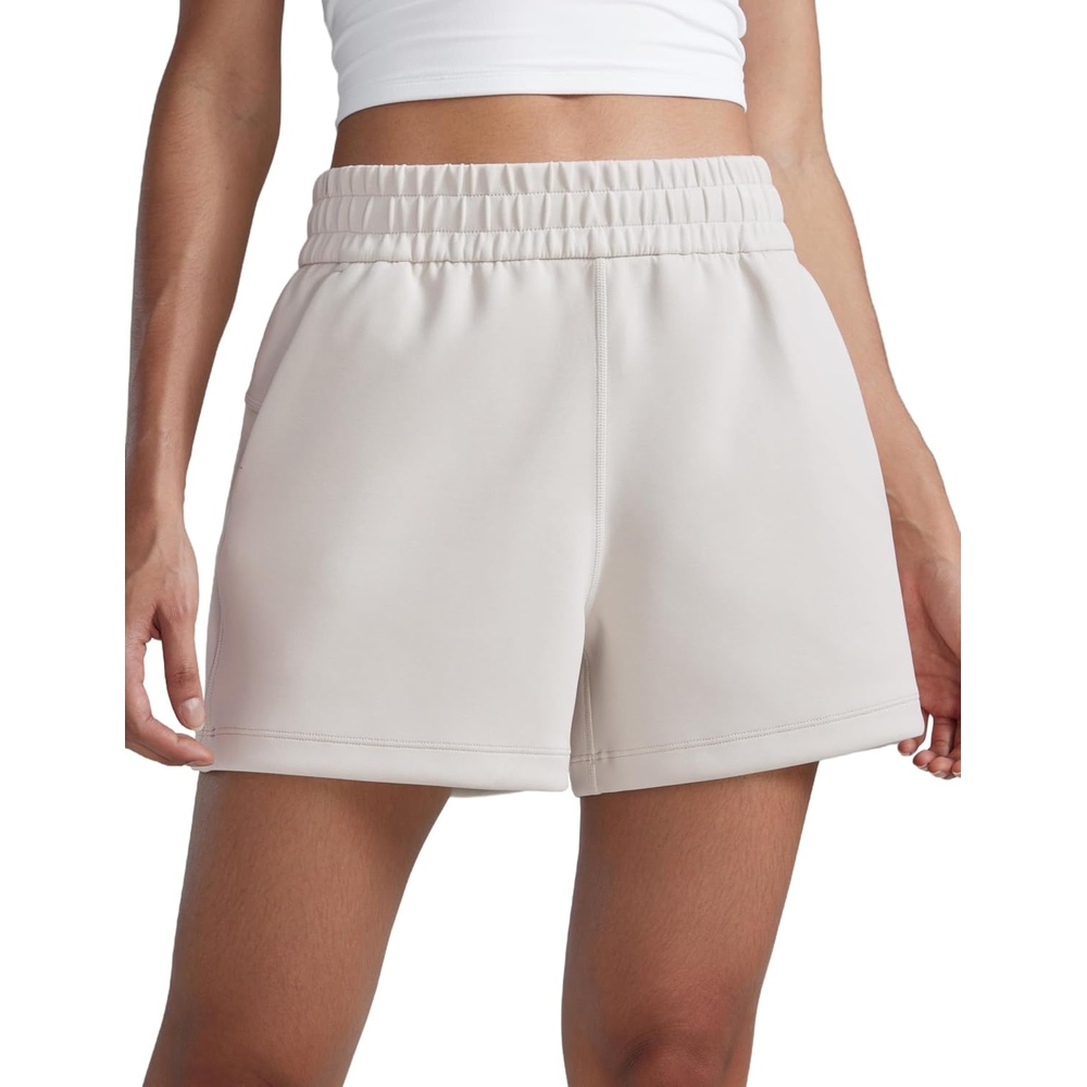 image:imageCRZ YOGA SoftAura Sweat Shorts for Women 4 High Waisted Modal for Casual Lounge Athletic with Pockets DrawstringMilky White Bone