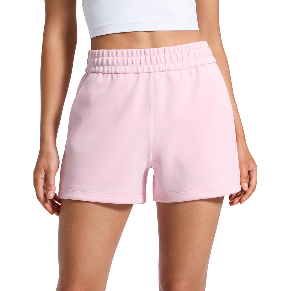 image:imageCRZ YOGA SoftAura Sweat Shorts for Women 4 High Waisted Modal for Casual Lounge Athletic with Pockets DrawstringStrawberry Pink