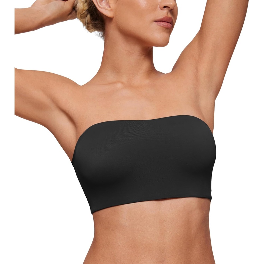 image:imageCRZ YOGA Softhold Double Lined Strapless Bralette Stretchy Smooth Womens Tube Tops Bandeau Wireless TShirt Everyday BraBlack