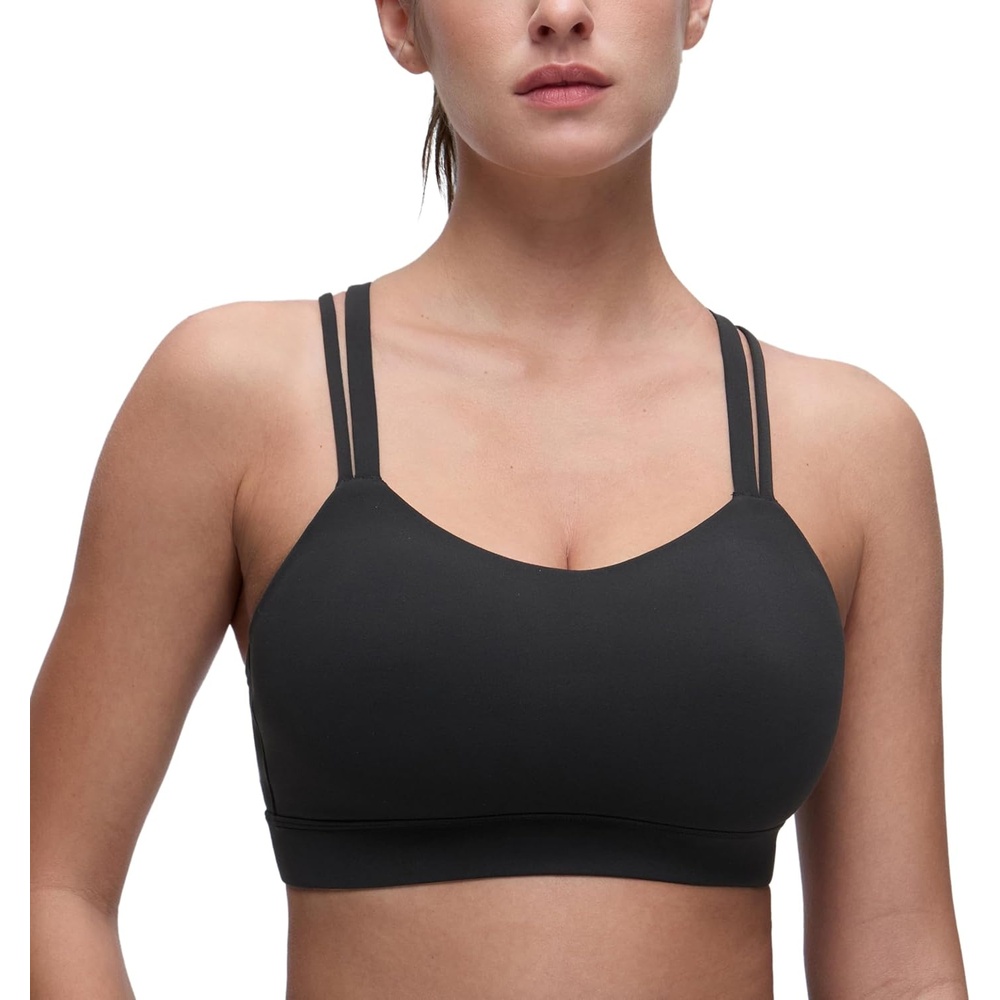 image:imageCRZ YOGA Softness Mold Butterluxe DDD Cup Longline Sports Bras for Women Supportive Double Straps Cross Back Yoga TopBlack