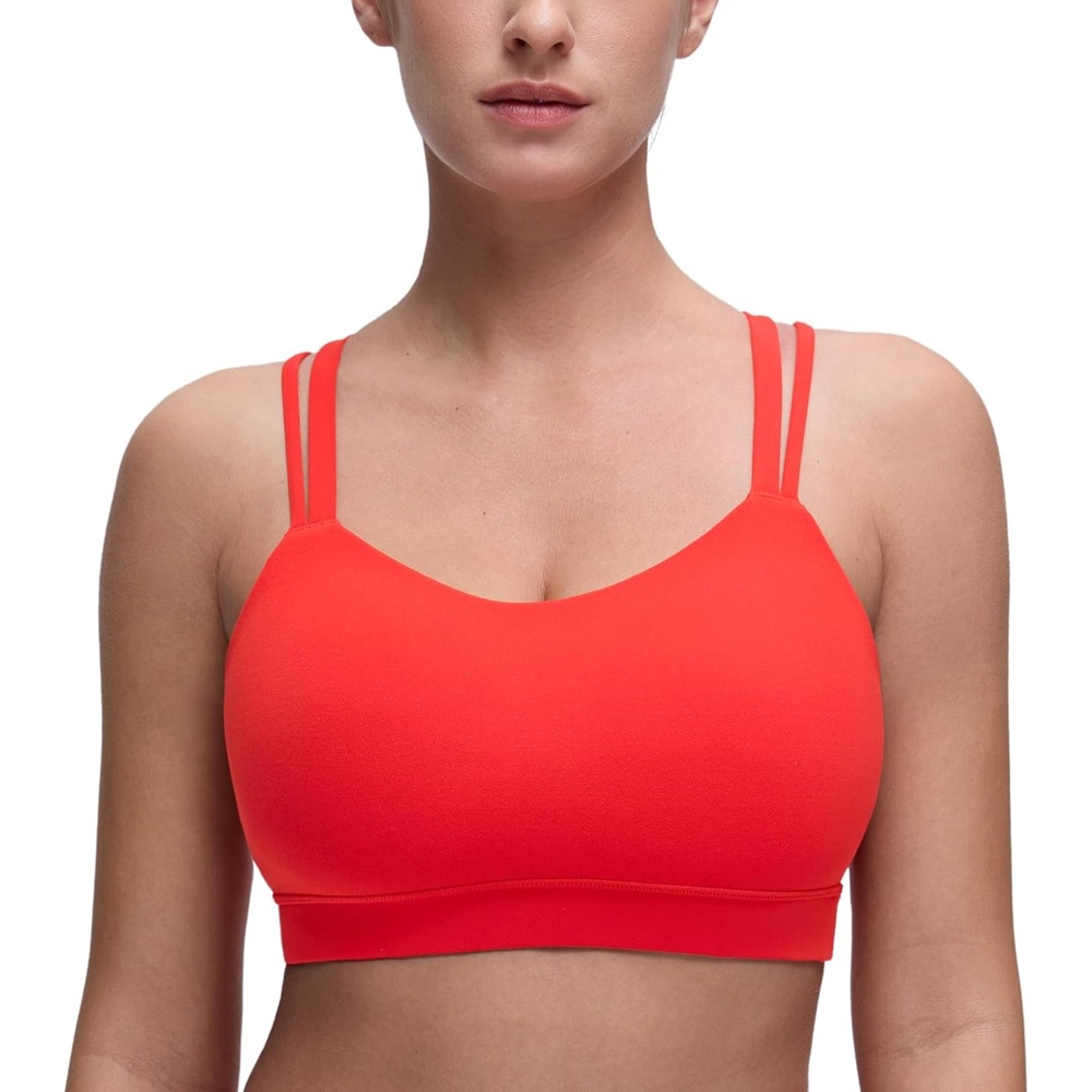 image:imageCRZ YOGA Softness Mold Butterluxe DDD Cup Longline Sports Bras for Women Supportive Double Straps Cross Back Yoga TopDeep Red