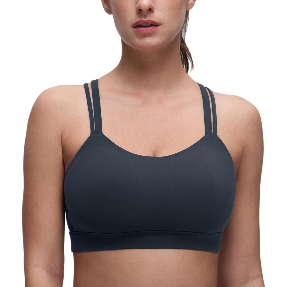 image:imageCRZ YOGA Softness Mold Butterluxe DDD Cup Longline Sports Bras for Women Supportive Double Straps Cross Back Yoga TopTrue Navy