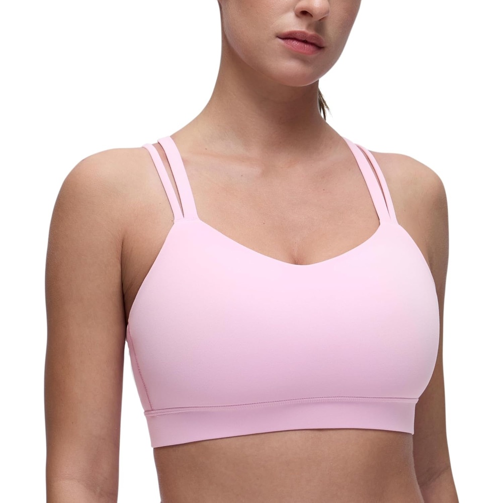 image:imageCRZ YOGA Softness Mold Butterluxe DDD Cup Longline Sports Bras for Women Supportive Double Straps Cross Back Yoga TopVita Pink