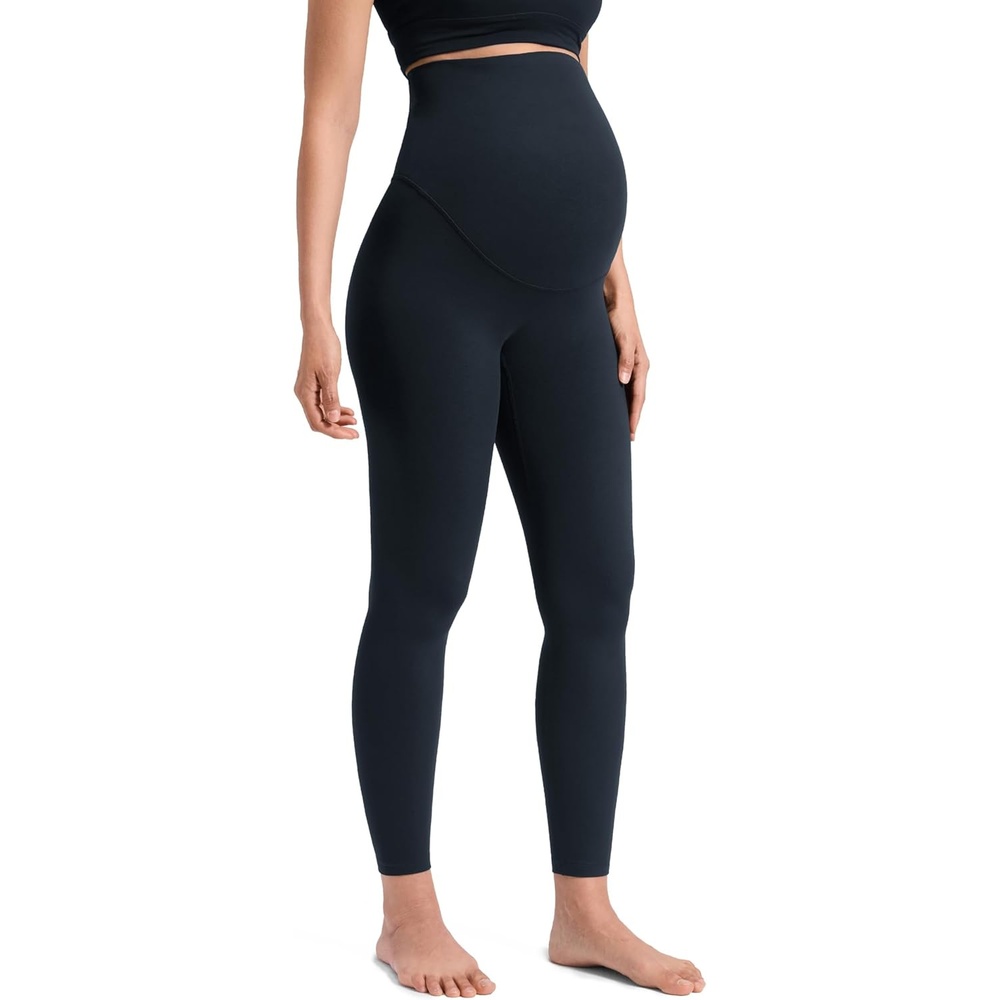 image:imageCRZ YOGA Softretch Maternity No Front Seam Leggings 25 Workout Yoga Casual Womens Pregnancy Pants Over The BellyTrue Navy