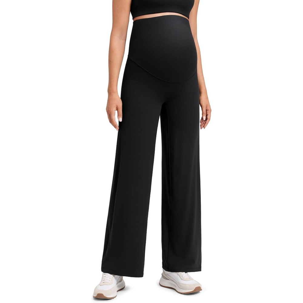 image:imageCRZ YOGA Softretch Maternity No Front Seam Wide Leg Pants 30 Workout Yoga Casual Pregnancy Womens Over Belly Buttery SoftBlack