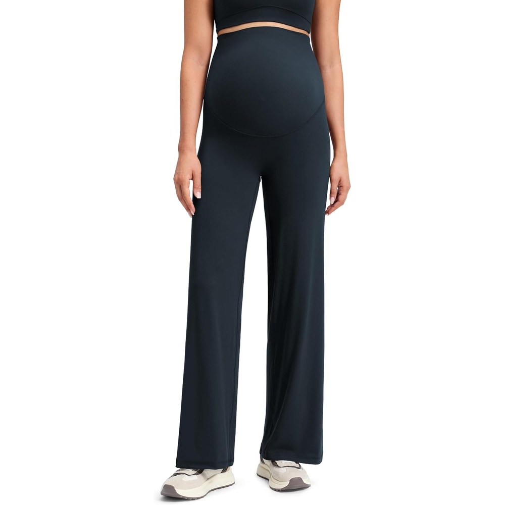 image:imageCRZ YOGA Softretch Maternity No Front Seam Wide Leg Pants 30 Workout Yoga Casual Pregnancy Womens Over Belly Buttery SoftTrue Navy