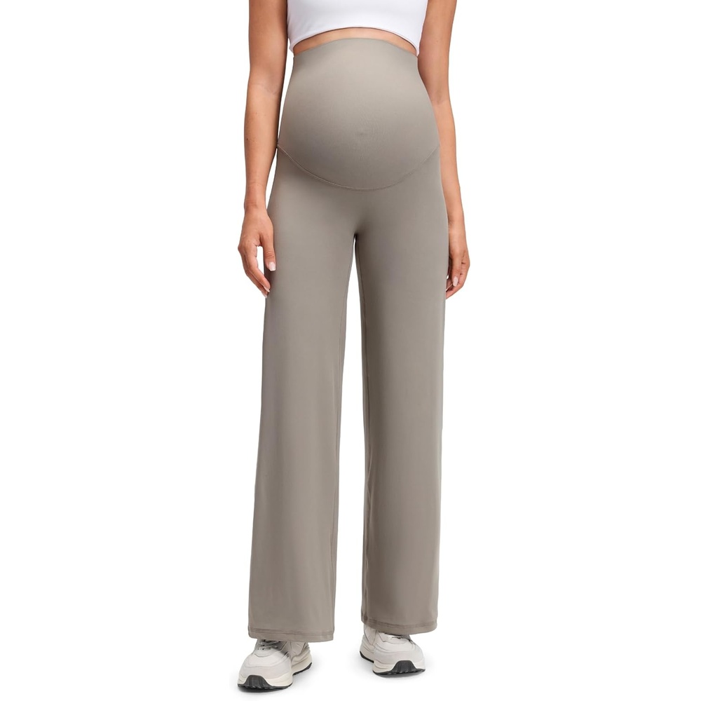 image:imageCRZ YOGA Softretch Maternity No Front Seam Wide Leg Pants 30 Workout Yoga Casual Pregnancy Womens Over Belly Buttery SoftWarm Ash Grey