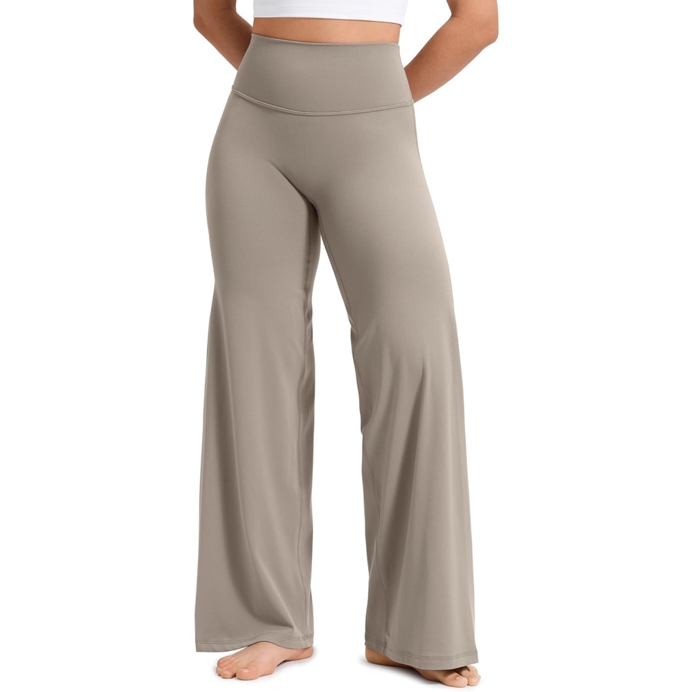 image:imageCRZ YOGA Softretch No Front Seam Wide Leg Pants 28 30 32 for Women High Waist Yoga Lounge Buttery Soft Comfy CasualWarm Ash Grey