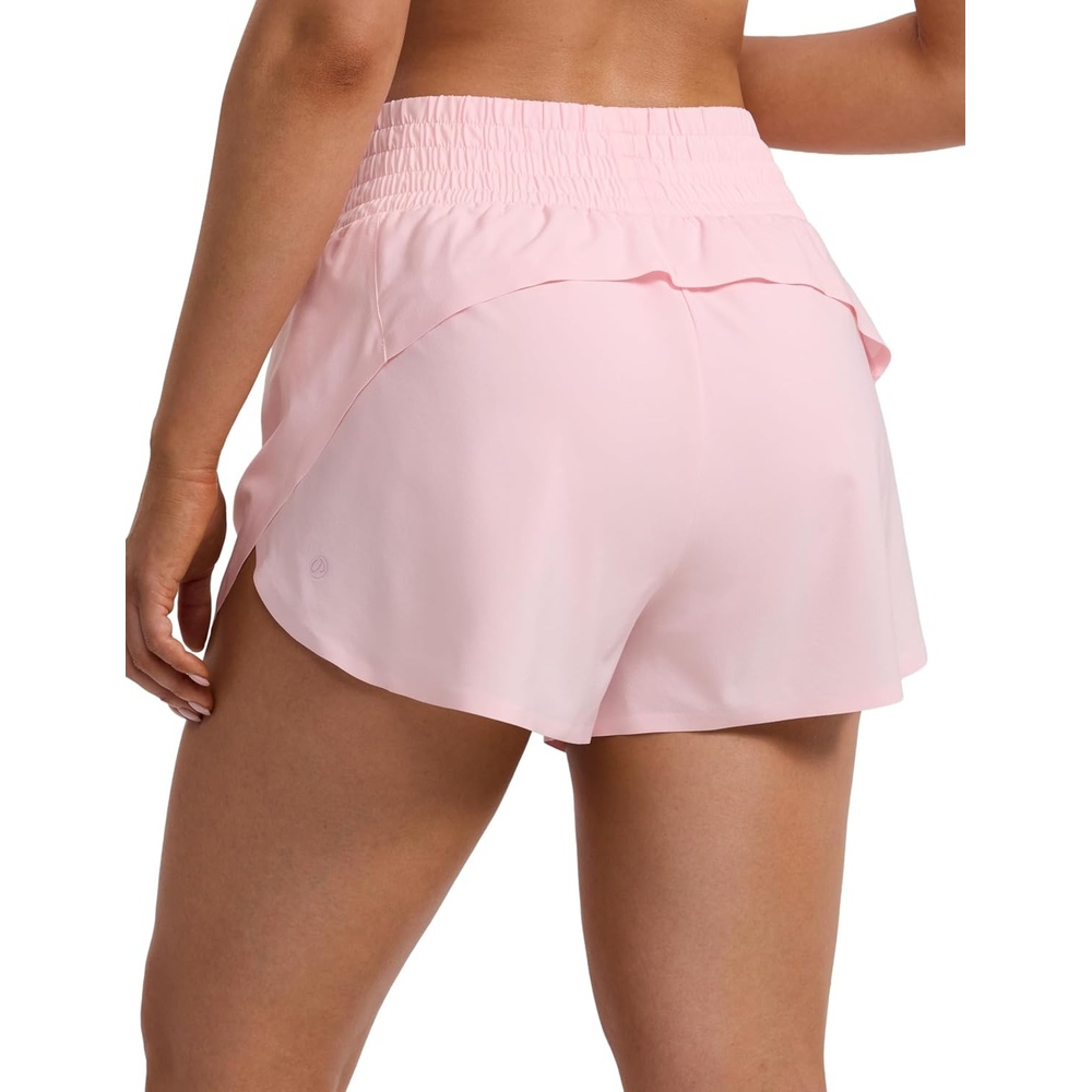 image:imageCRZ YOGA Split Dolphin Running Shorts for Women 25 Curved Back High Waisted Quick Dry for Athletic Workout Gym TrackStrawberry Pink