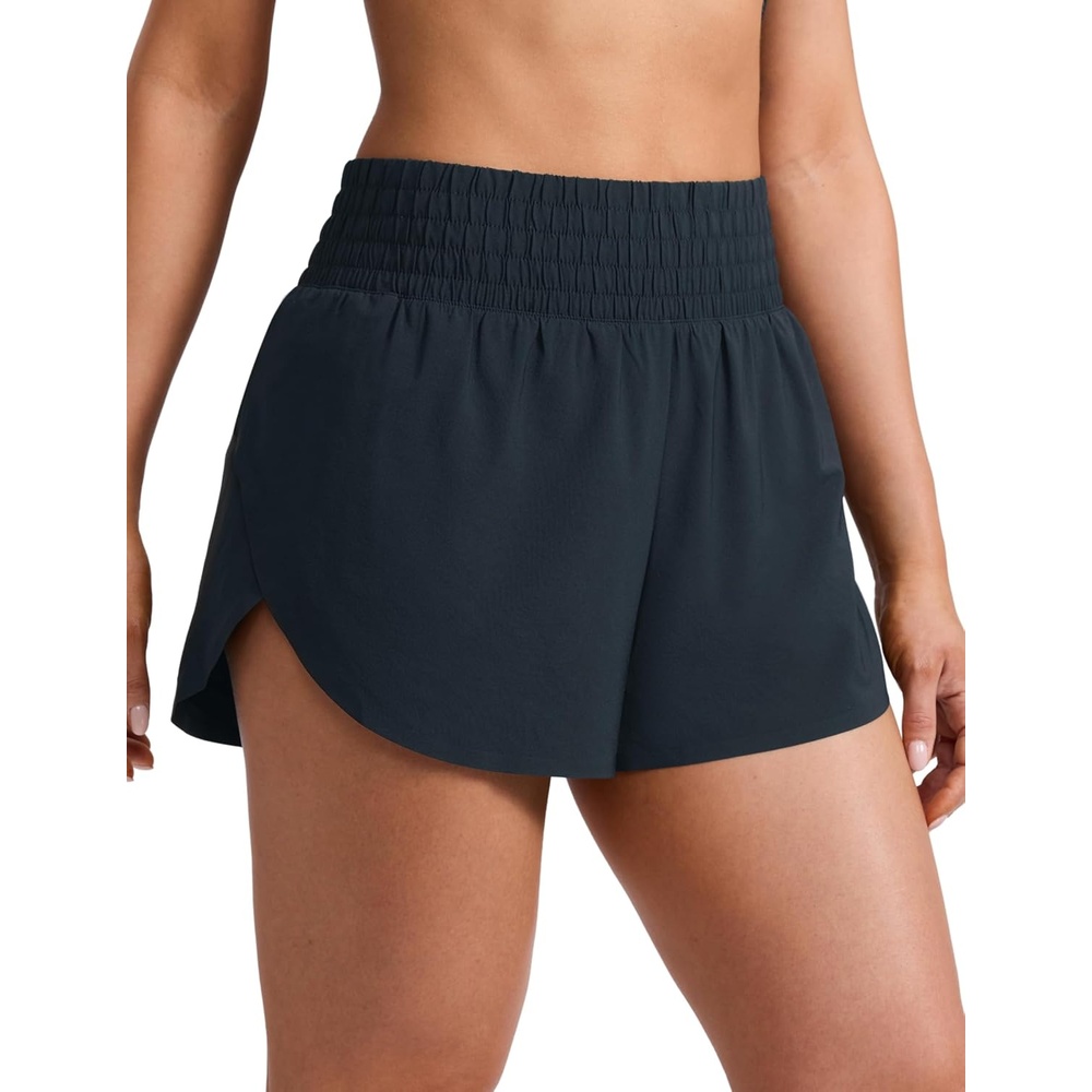 image:imageCRZ YOGA Split Dolphin Running Shorts for Women 25 Curved Back High Waisted Quick Dry for Athletic Workout Gym TrackTrue Navy