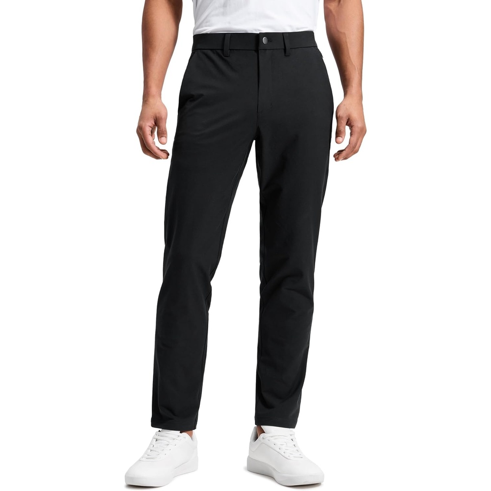image:imageCRZ YOGA Stretch Cotton Chino Pants for Men 3032 Breathable Work Casual Athletic Fit Twill Trousers with PocketsBlack