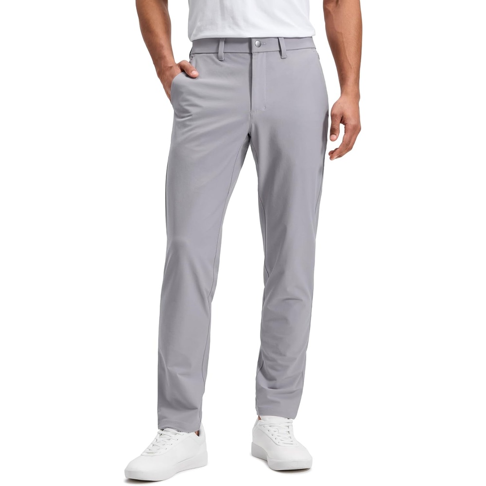 image:imageCRZ YOGA Stretch Cotton Chino Pants for Men 3032 Breathable Work Casual Athletic Fit Twill Trousers with PocketsGull Gray