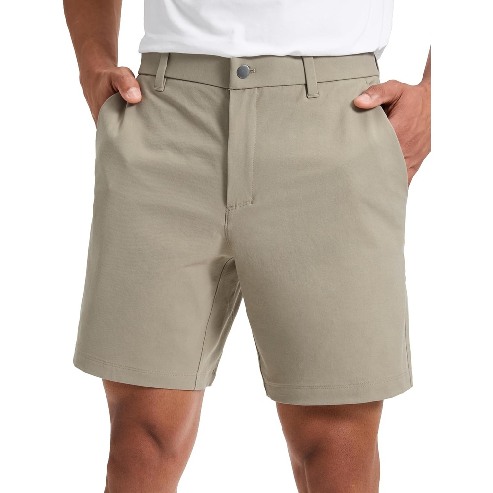 image:imageCRZ YOGA Stretch Cotton Chino Shorts for Men 7 Breathable Work Casual Classic Fit Twill Flat Front with PocketsOak