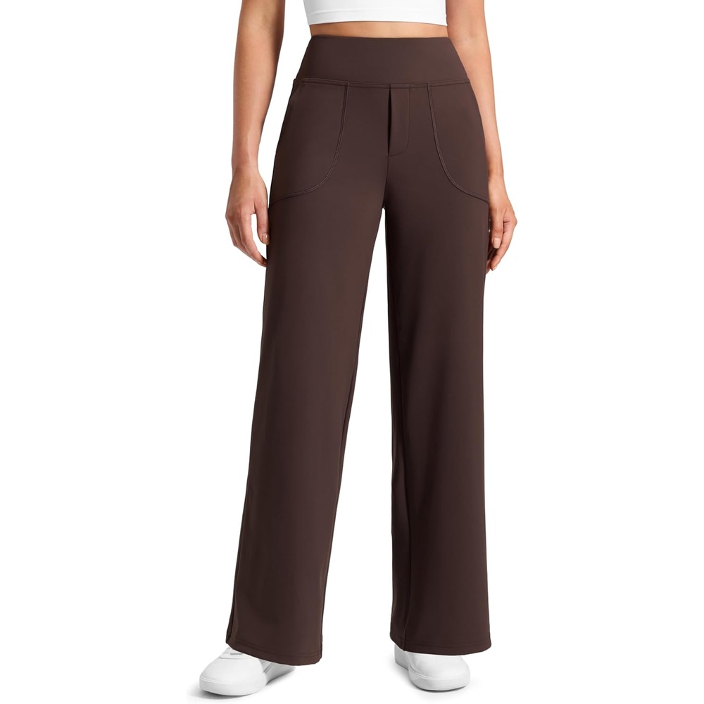 image:imageCRZ YOGA Wide Leg Yoga Pants Pockets 30 High Waisted Womens Sweatpants Lounge Dress Casual WorkHot Fudge Brown