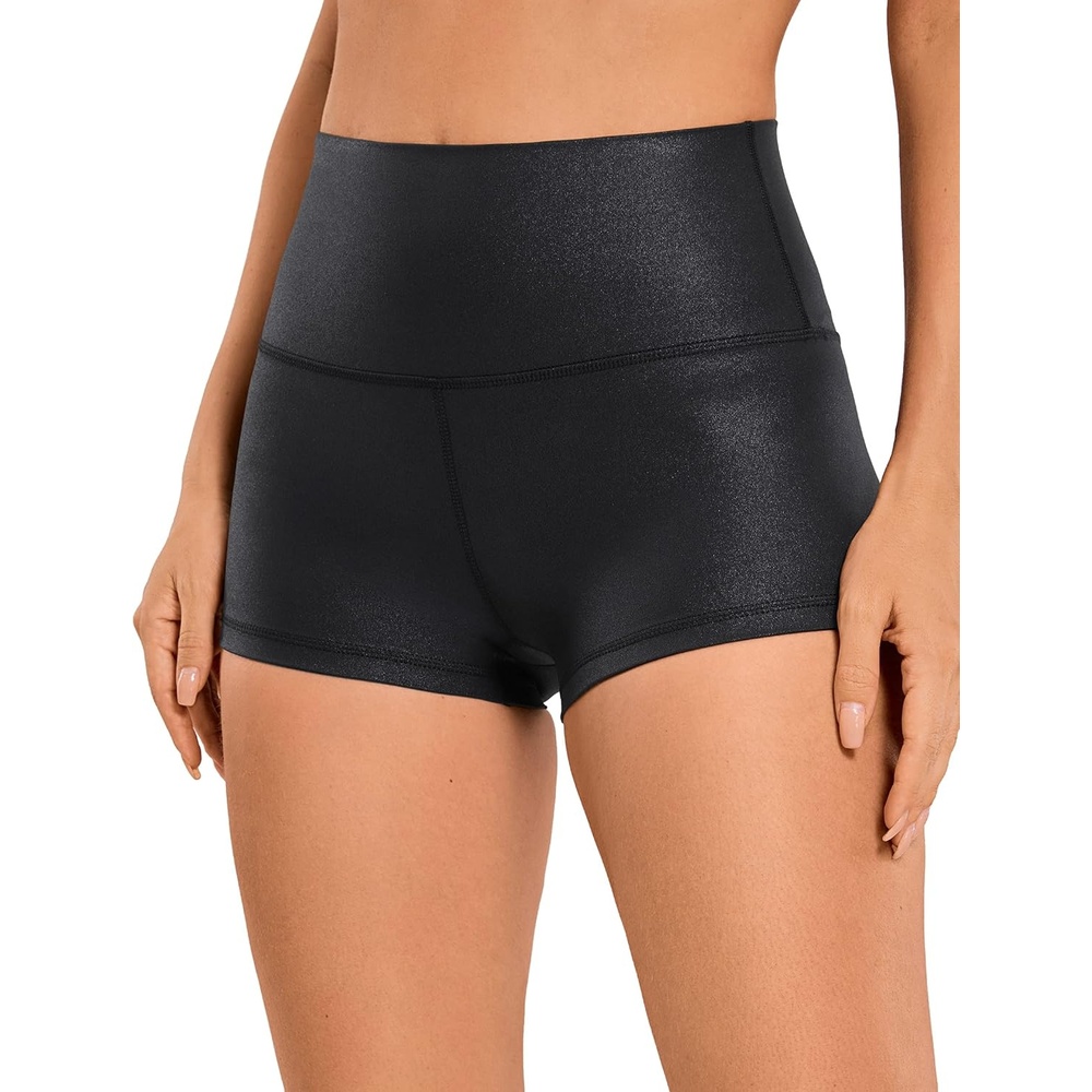 image:imageCRZ YOGA Womens Butterluxe Matte Faux Leather Biker Shorts 25 High Waist Workout Yoga SpandexBlack