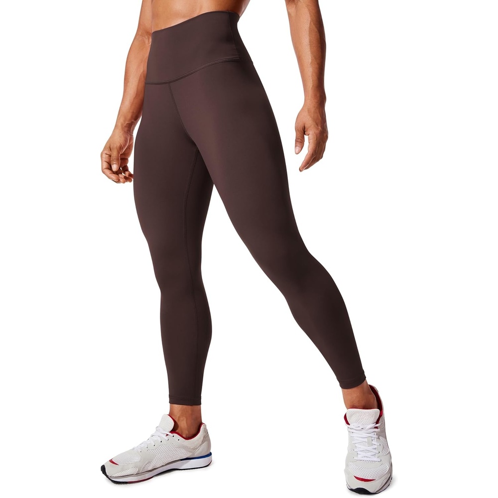 image:imageCRZ YOGA Womens Hugged Feeling Compression Leggings 25 Inches Thick High Waisted Tummy Control Workout Pants TightsHot Fudge Brown