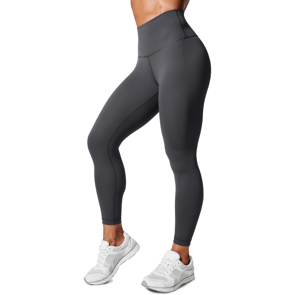image:imageCRZ YOGA Womens Hugged Feeling Compression Leggings 25 Inches Thick High Waisted Tummy Control Workout Pants TightsMysterious Grey