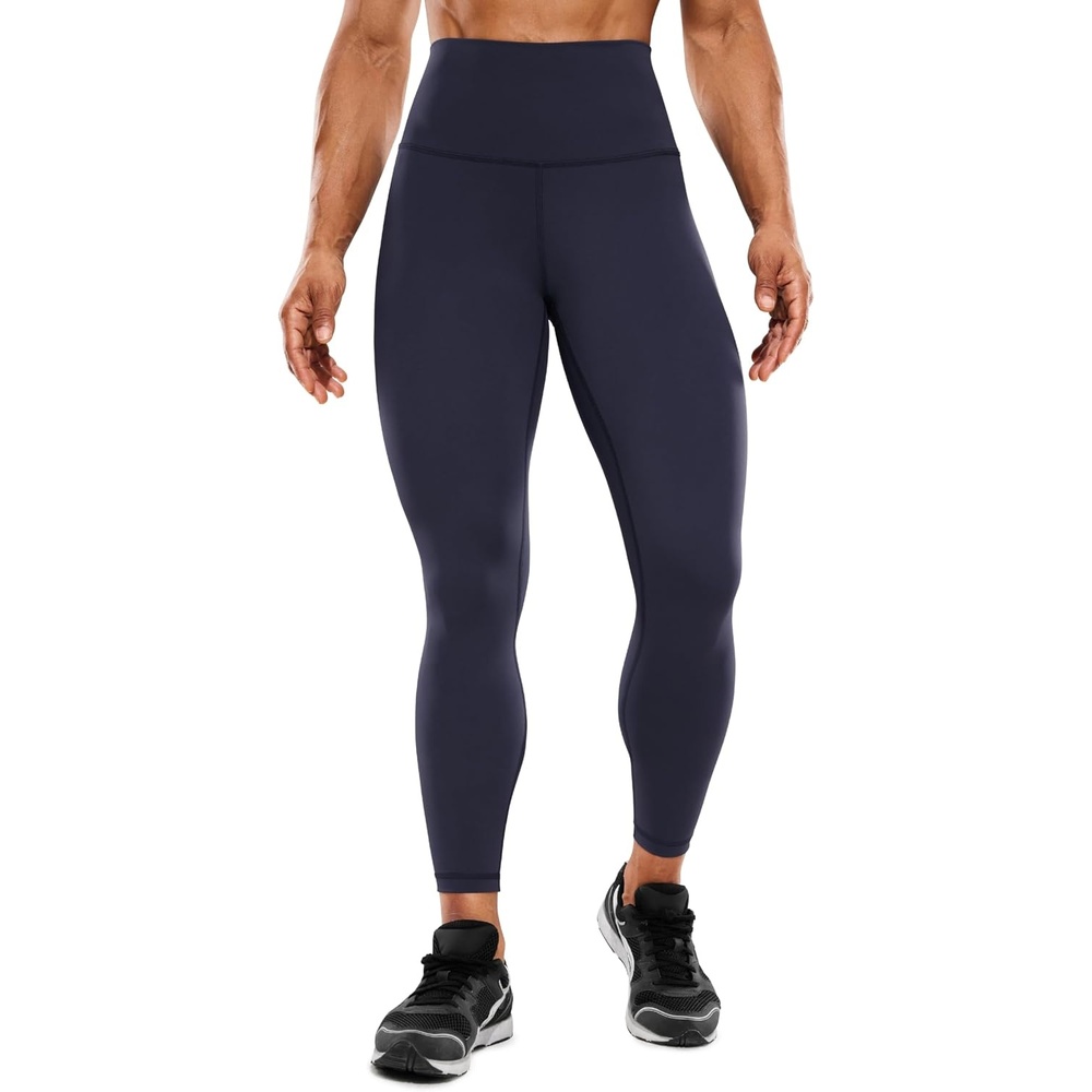 image:imageCRZ YOGA Womens Hugged Feeling Compression Leggings 25 Inches Thick High Waisted Tummy Control Workout Pants TightsNavy
