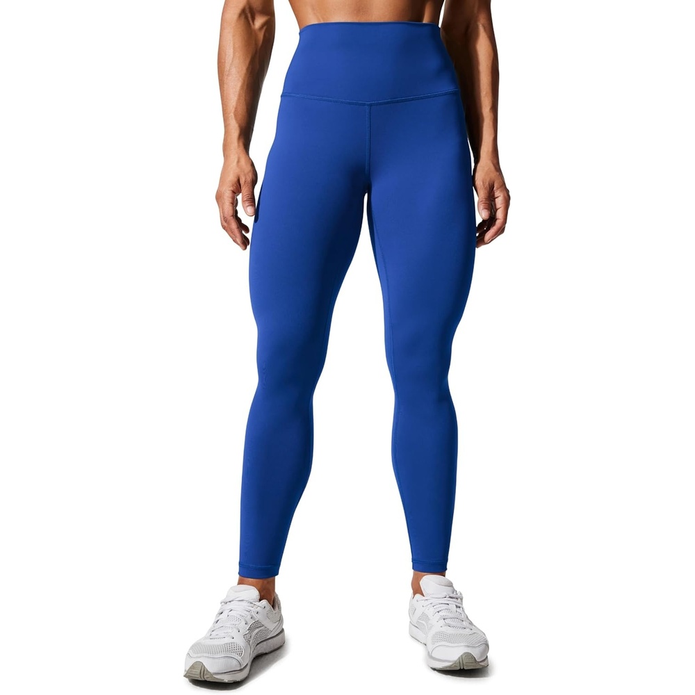 image:imageCRZ YOGA Womens Hugged Feeling Compression Leggings 28 Inches High Waist Thick Tummy Control Workout PantsWaves Blue