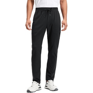 CRZ YOGA 4-Way Stretch Athletic Pants for Men 30″ – Workout Lounge Casual Work Jogger with Zip Pocket(Black)