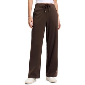 CRZ YOGA 4-Way Stretch Casual Pants for Women 30″ – Straight Leg with Pockets for Work Dress Travel(Hot Fudge Brown)