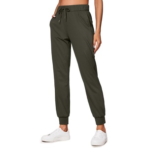 CRZ YOGA 4-Way Stretch Workout Joggers for Women 28″ – Casual Travel Athletic Pants with Pockets(Olive Green)
