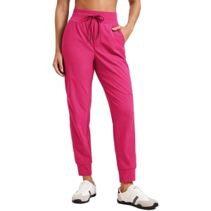CRZ YOGA Athletic Joggers for Women 27.5″ – Lightweight Travel Outdoor Hiking Pants with Pockets(Granita Pink)