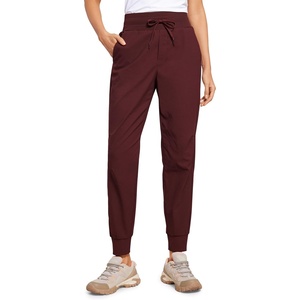 CRZ YOGA Athletic Joggers for Women 27.5″ – Lightweight Travel Outdoor Hiking Pants with Pockets(Red Merlot)