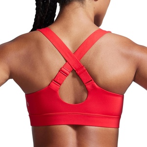 CRZ YOGA Butterbreeze Criss Cross Back Sports Bras for Women – V Neck Adjustable Straps Padded Workout Training Crop Top(Deep Red)