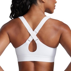 CRZ YOGA Butterbreeze Criss Cross Back Sports Bras for Women – V Neck Adjustable Straps Padded Workout Training Crop Top(White)