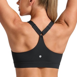 CRZ YOGA Butterbreeze Wide Y-Strap Back Sports Bras for Women – Training Gym Square Neck Adjustable Racerback Padded Top(Black)