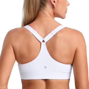 CRZ YOGA Butterbreeze Wide Y-Strap Back Sports Bras for Women – Training Gym Square Neck Adjustable Racerback Padded Top(White)