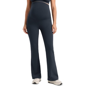CRZ YOGA Butterlift Maternity Flare Leggings 31″ – Workout Yoga Lounge Bootcut Pregnancy Womens Pants Over The Belly(True Navy)
