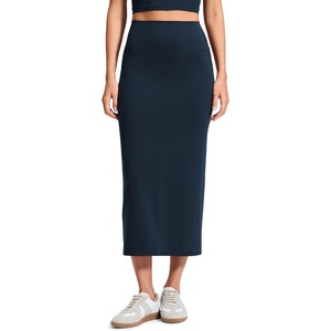 CRZ YOGA Butterlift Maxi Pencil Skirt for Women – High Waisted Bodycon Casual Travel Skort with Back Slit(True Navy)