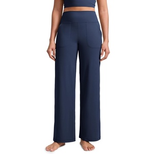 CRZ YOGA Butterlift Wide Leg Pants Pockets 29″/31″/33″ – High Waisted Yoga Lounge Buttery Soft Comfy Casual Womens(Club Blue)