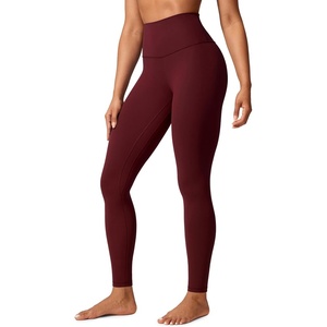 CRZ YOGA Butterlift Workout Leggings 28″ – High Waisted Pilates Gym Athletic Womens Yoga Pants Buttery Soft(Red Merlot)