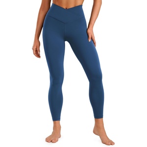 CRZ YOGA Butterluxe Crossover Waist Leggings 25″ – V Crossover High Waisted Gym Workout Yoga Womens(French Navy)