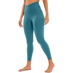 CRZ YOGA Butterluxe Crossover Waist Leggings 25″ – V Crossover High Waisted Gym Workout Yoga Womens(Green Jade)