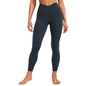 CRZ YOGA Butterluxe Crossover Waist Leggings 25″ – V Crossover High Waisted Gym Workout Yoga Womens(True Navy)