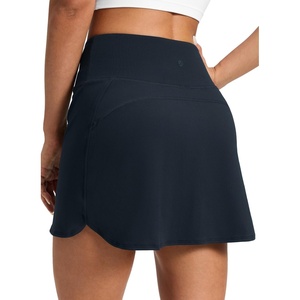 CRZ YOGA Butterluxe Dolphin High Waisted Golf Skirts for Women – Mini Bodycon Casual Vacation Skort with Built-in Shorts(True Navy)