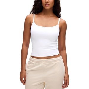 CRZ YOGA Butterluxe Double Lined Cami Tank Tops for Women – Yoga Casual Going Out Soft Scoop Neck Summer Sleeveless Shirt(White)