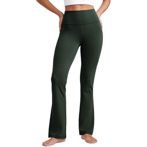 CRZ YOGA Butterluxe Flare Leggings 29″/30.5″/32″/33.5″ – High Waist Bootcut Wide Leg Lounge Womens Yoga Pants with Pocket(Legend Green)