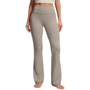 CRZ YOGA Butterluxe Flare Leggings 29″/30.5″/32″/33.5″ – High Waist Bootcut Wide Leg Lounge Womens Yoga Pants with Pocket(Warm Ash Grey)