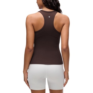 CRZ YOGA Butterluxe High Neck Tank Tops for Women – Yoga Workout Athletic Gym Camisole Racerback Sleeveless Shirts(Hot Fudge Brown)