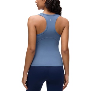 CRZ YOGA Butterluxe High Neck Tank Tops for Women – Yoga Workout Athletic Gym Camisole Racerback Sleeveless Shirts(Oasis Blue)
